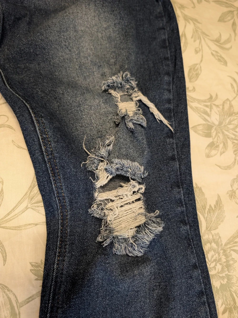 Almost Famous Black and Blue Two-Tone Skinny Jeans with Ripped Details